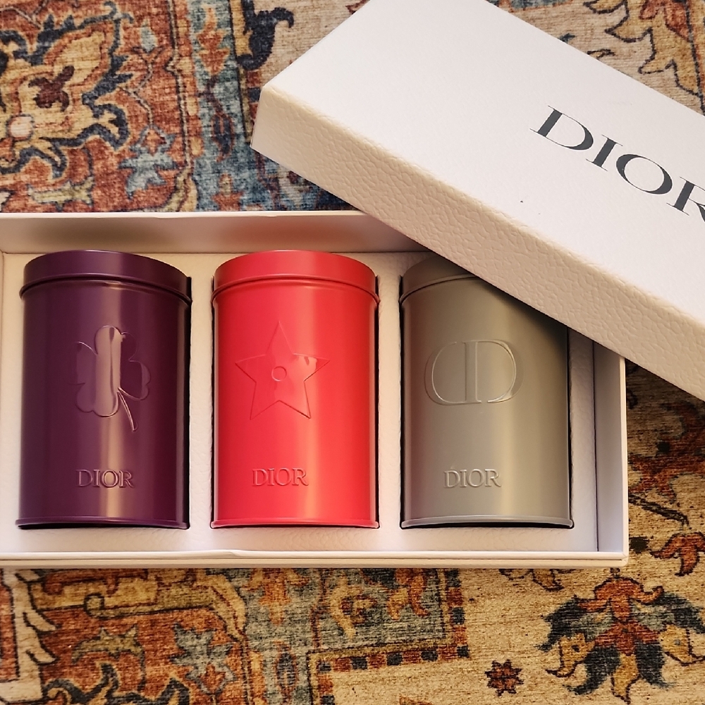 DIOR 3 PC Canisters Tin Set NEW IN BOX